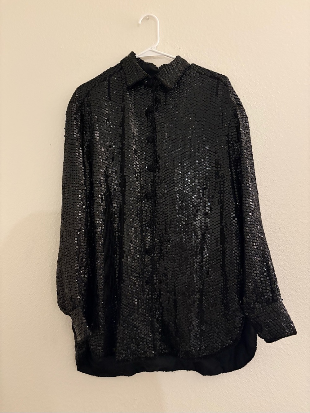 The Icing Black Sequin Blouse Size Medium Like New